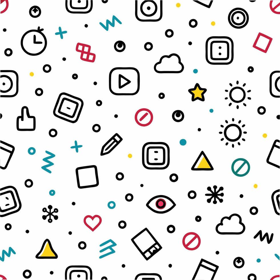 a seamless pattern with various icons and symbols vector