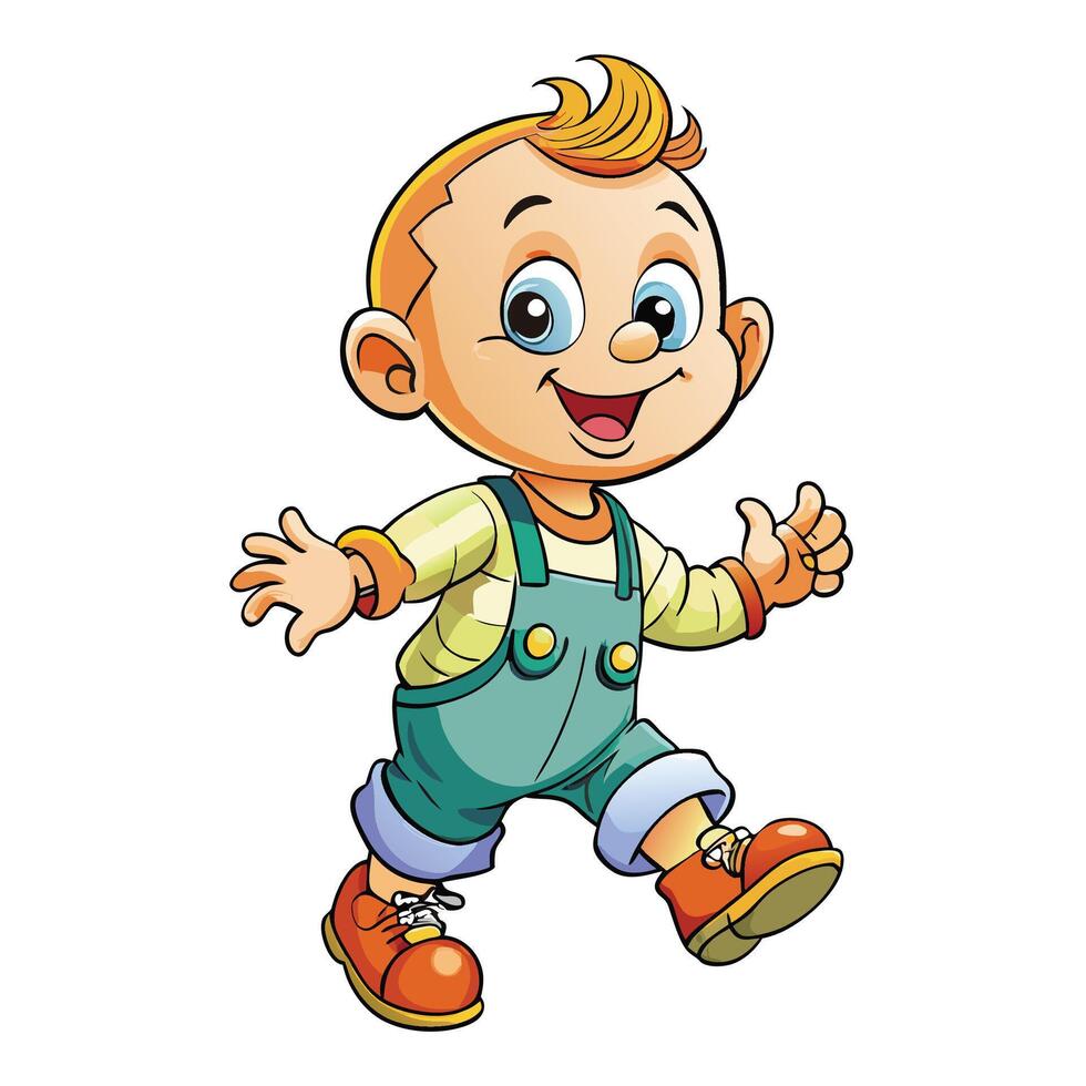 cartoon boy running with his hands up vector