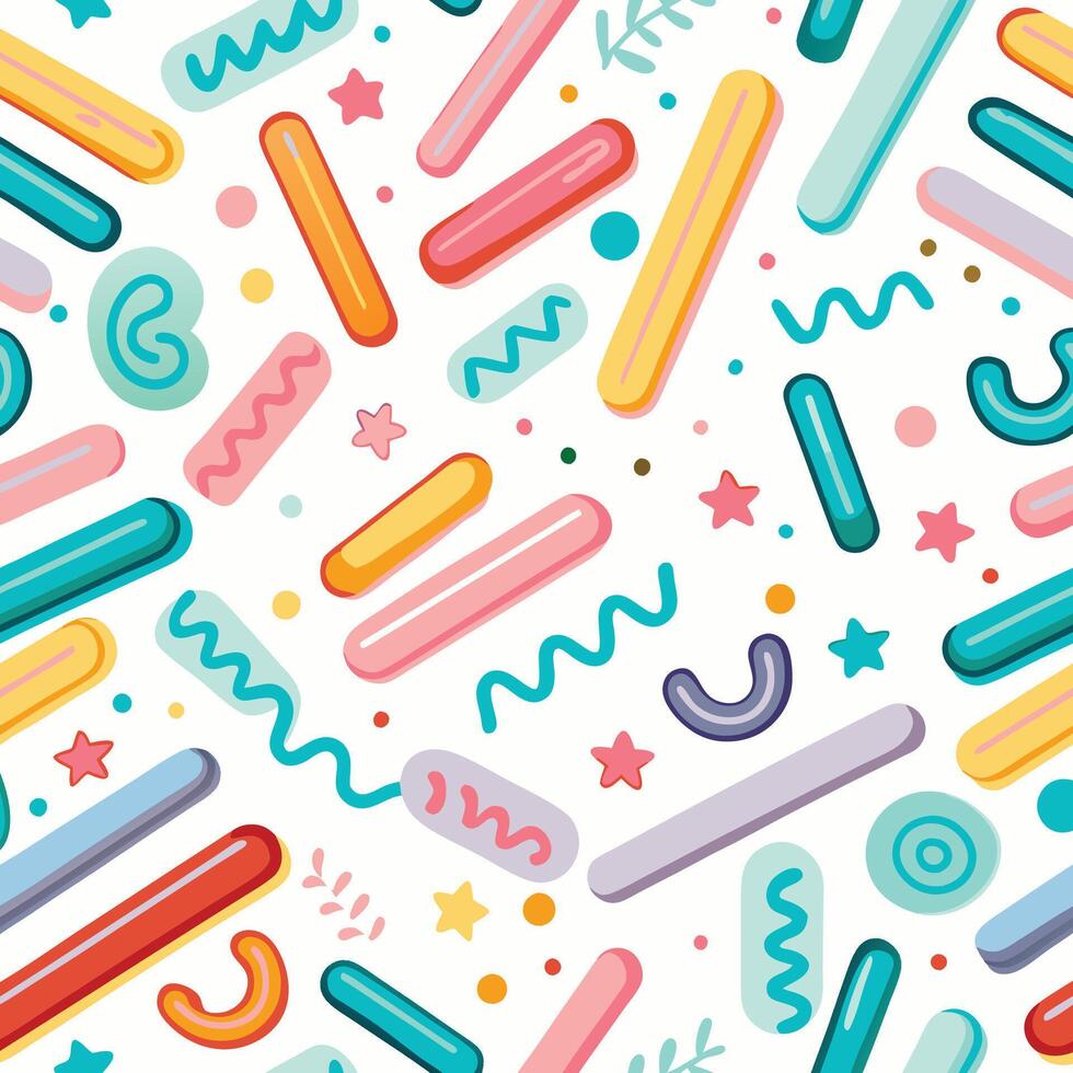 seamless pattern with colorful shapes and stars vector