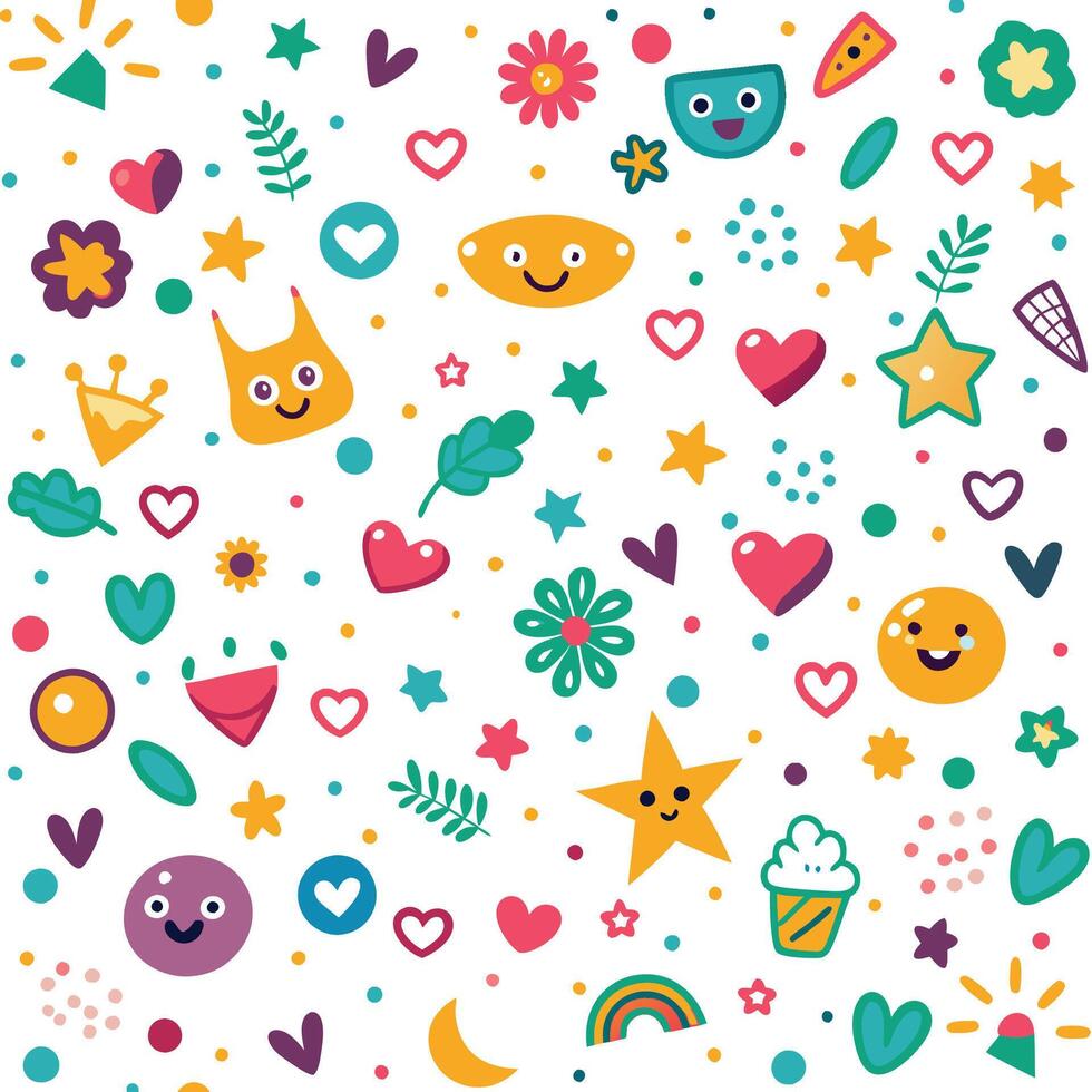 a colorful pattern with various cartoon characters vector