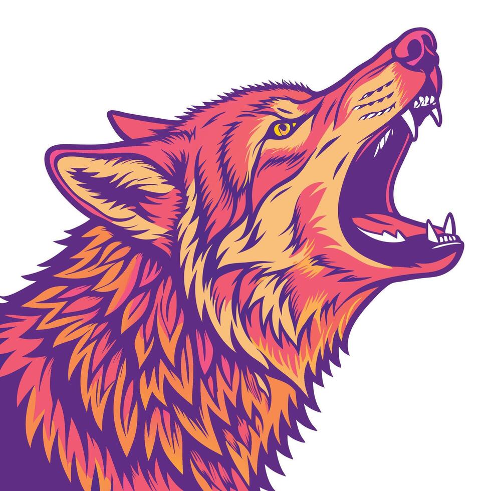 howling wolf illustration vector