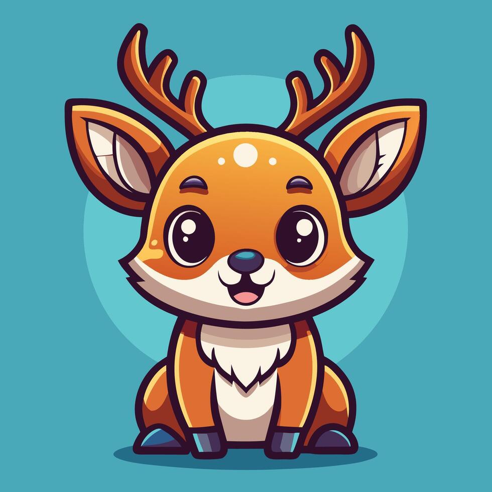 cute deer cartoon character illustration vector
