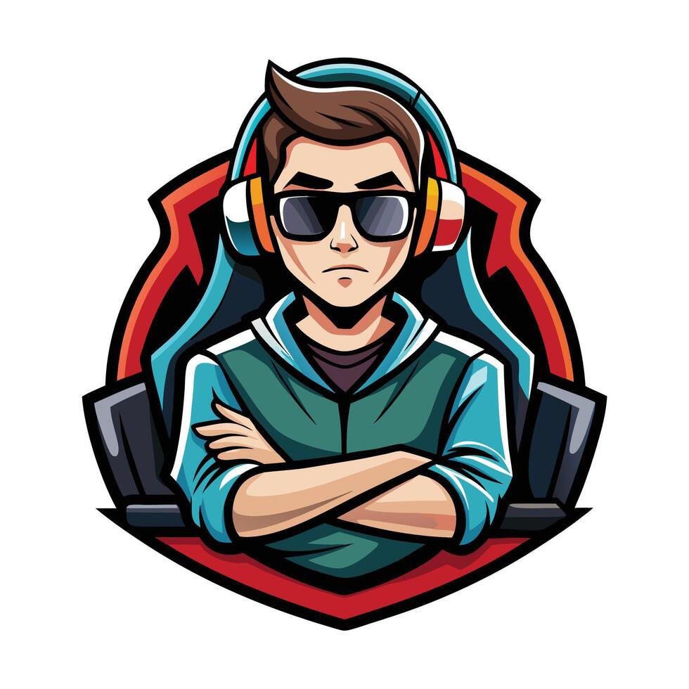 a man wearing headphones and sunglasses is wearing a hoodie vector