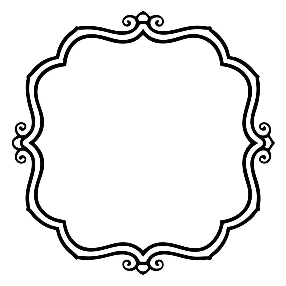 a black and white drawing of a frame with a scroll vector