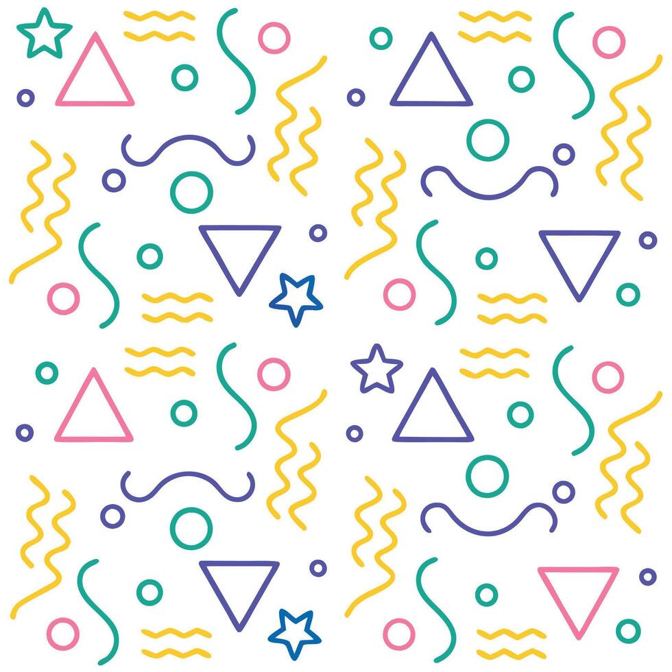 seamless pattern with colorful geometric shapes and stars vector