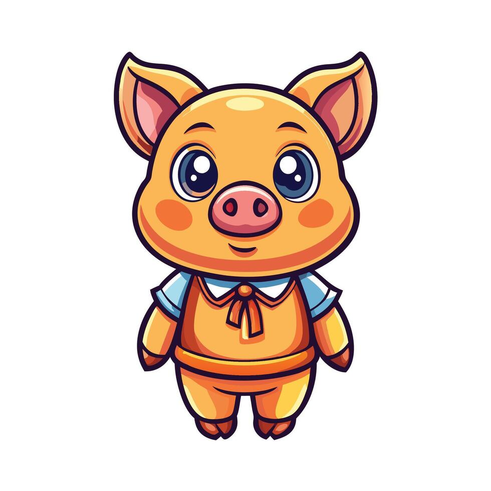 a cartoon pig in an apron vector