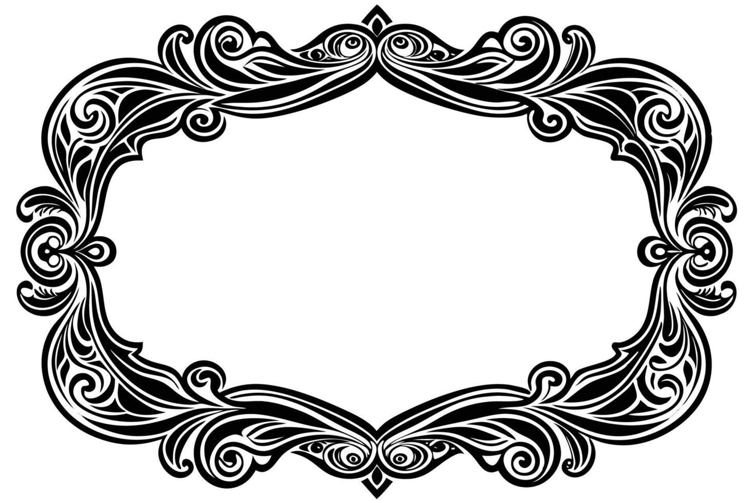 a black and white ornate frame with swirls vector