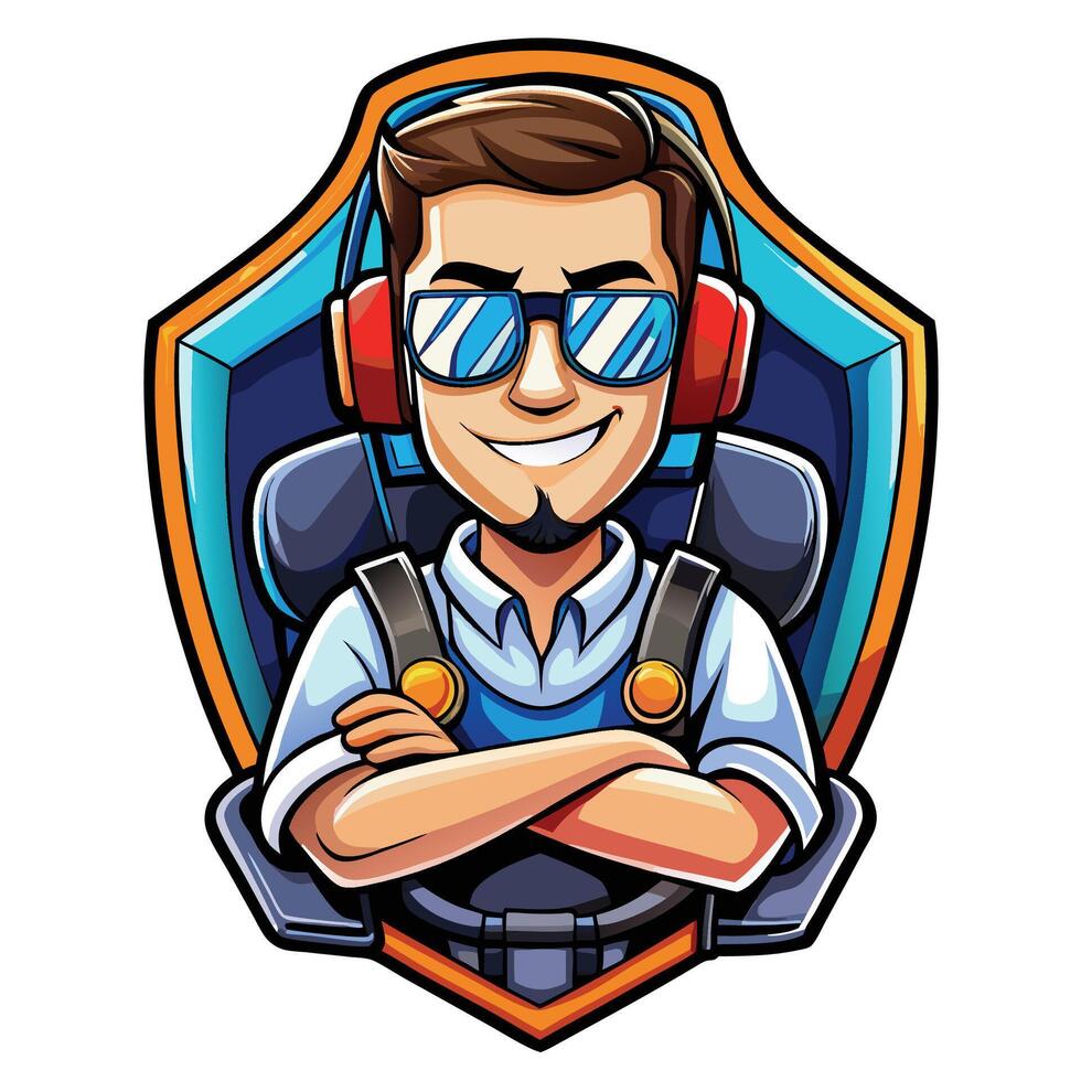 a cartoon man wearing headphones and sunglasses vector