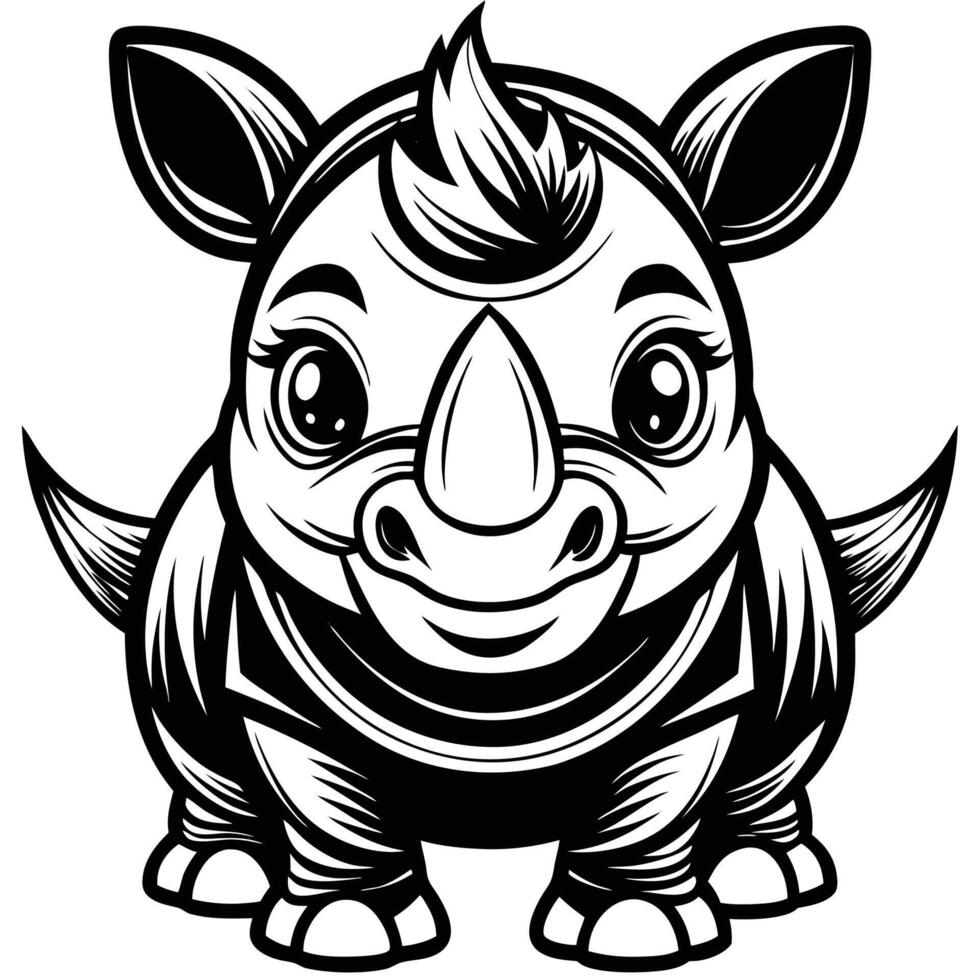 a cartoon rhino with a hat on vector