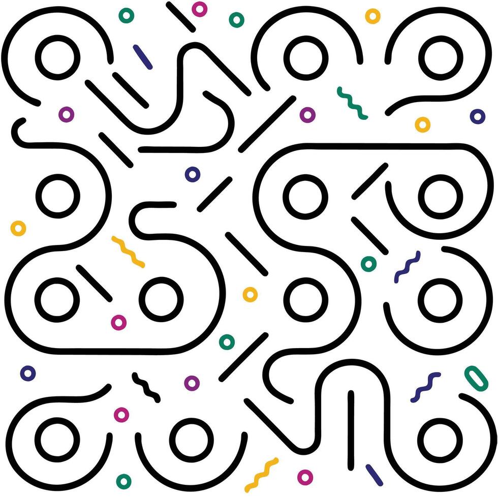a maze with a number of different shapes and lines vector