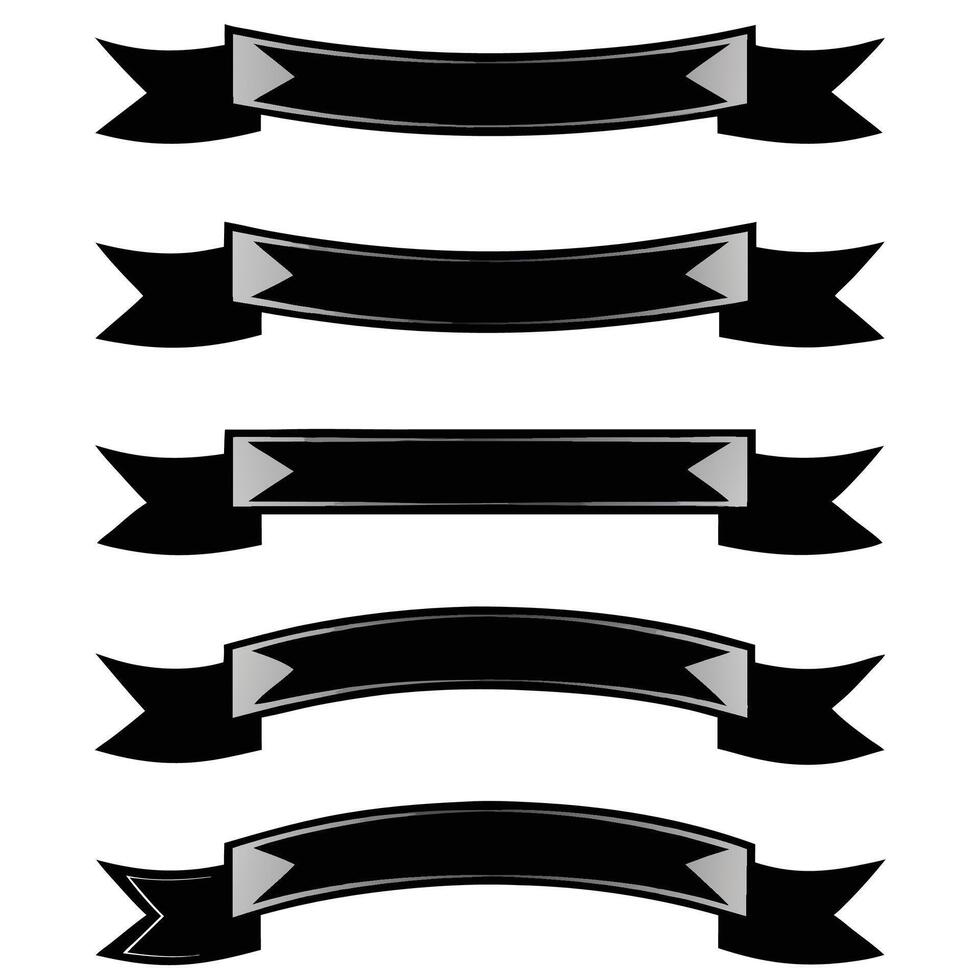 a set of black ribbons with arrows on them vector