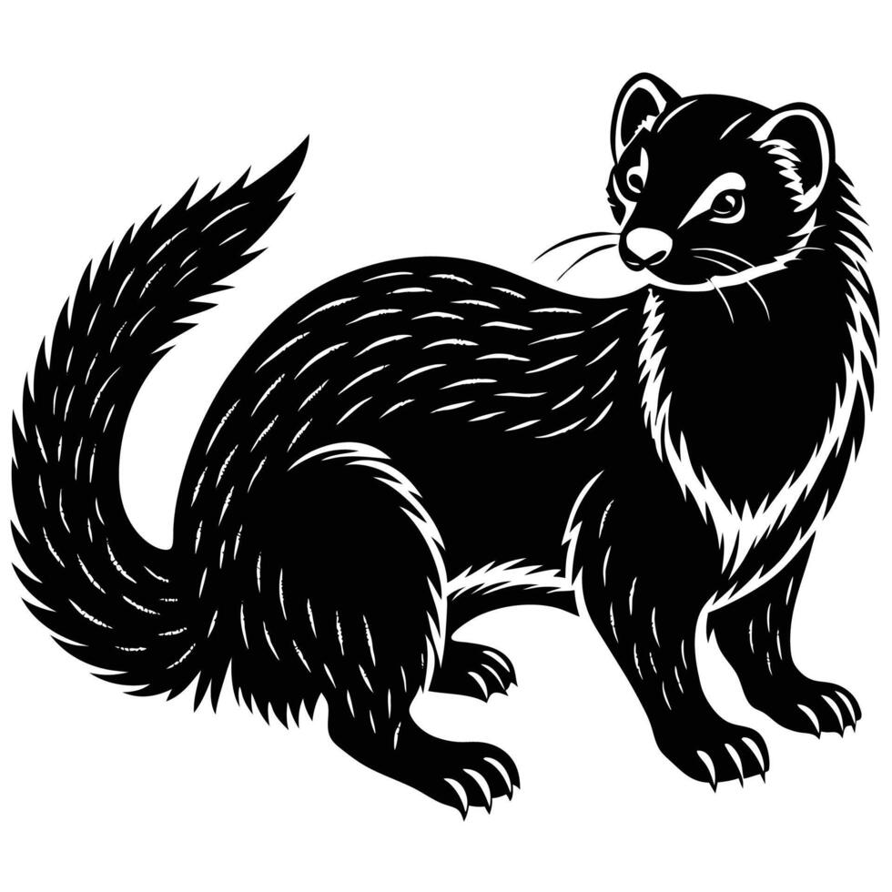 a black and white illustration of a weasel vector