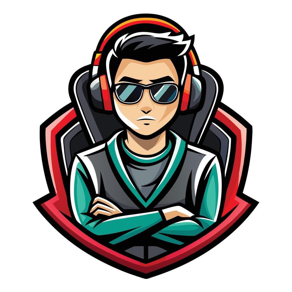 a man wearing headphones and sunglasses vector