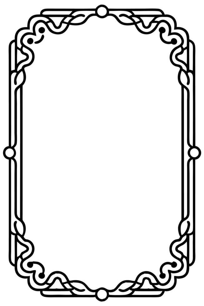 a black and white drawing of a frame with a decorative border vector