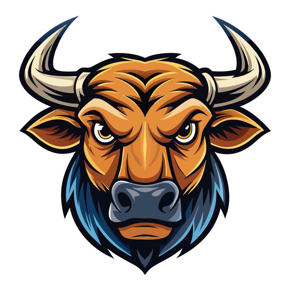 an angry bull head with horns on a white background vector