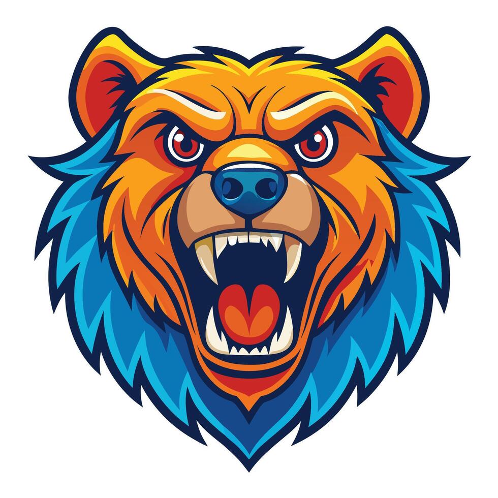 an angry bear head with its mouth open vector