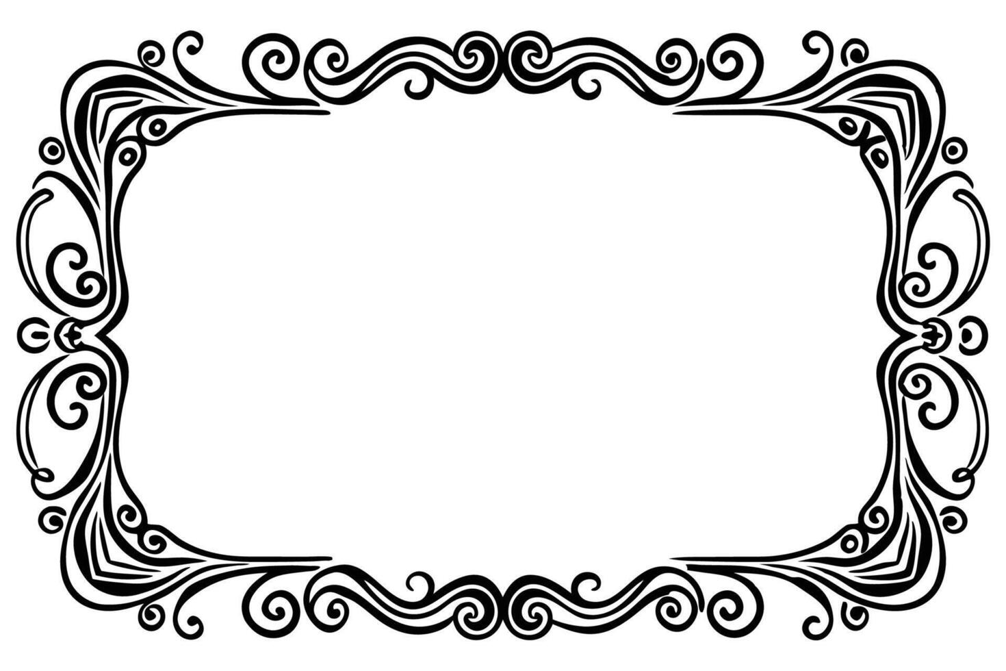 a black and white ornate frame with swirls vector