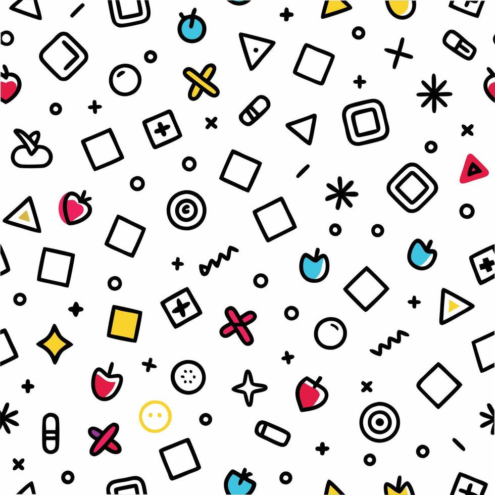 a colorful pattern with various shapes and symbols vector