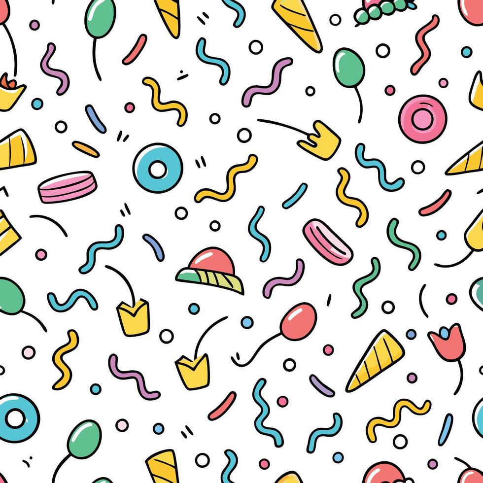 seamless pattern with colorful confetti and balloons vector