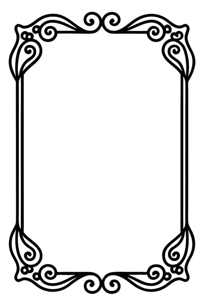 a black and white drawing of a frame with a scroll vector