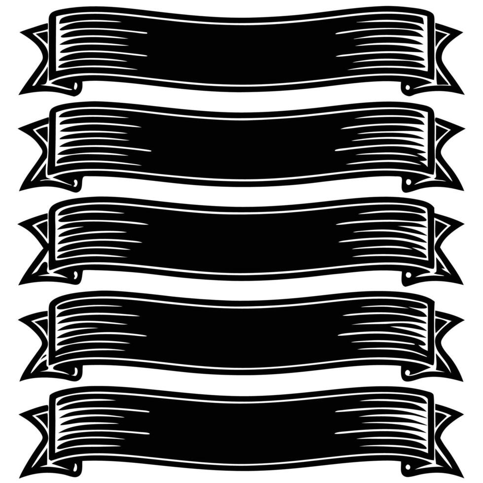 a set of four black ribbons with a white background vector