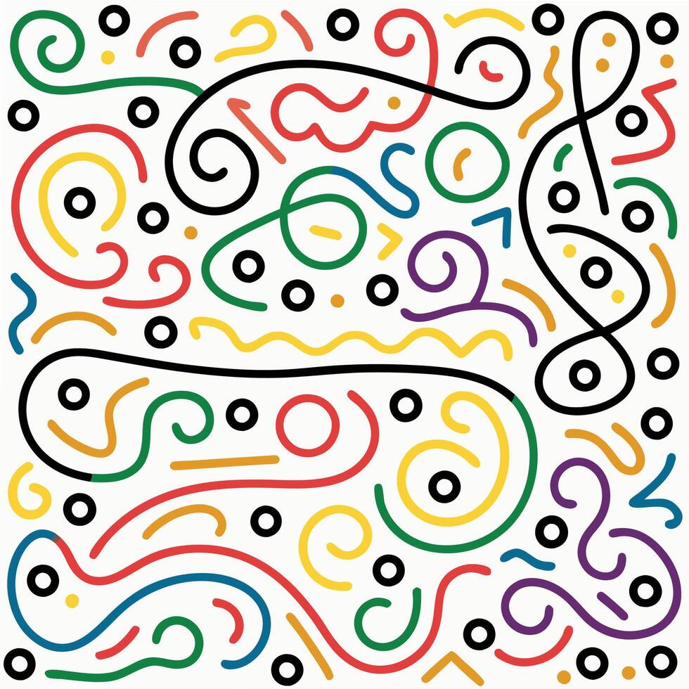 a colorful pattern with a musical note and swirls vector
