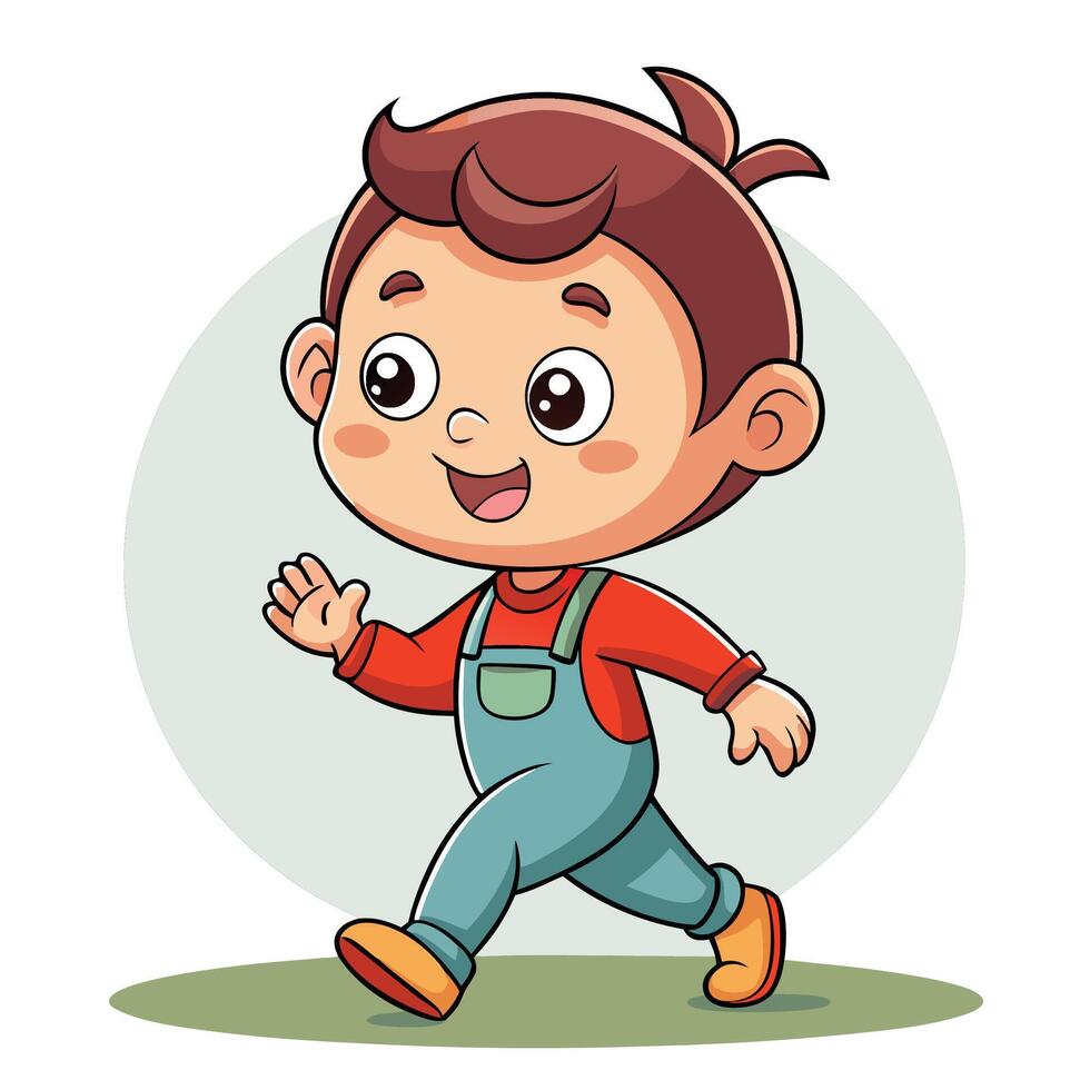 cartoon boy running with a smile vector