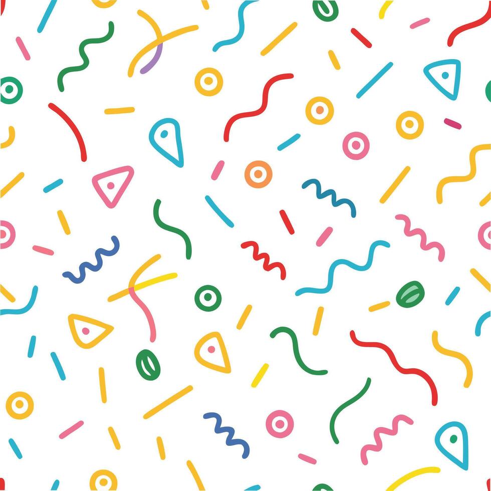 a colorful pattern with various shapes and lines vector