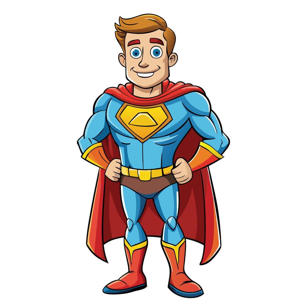 cartoon superman standing with his hands on his hips vector