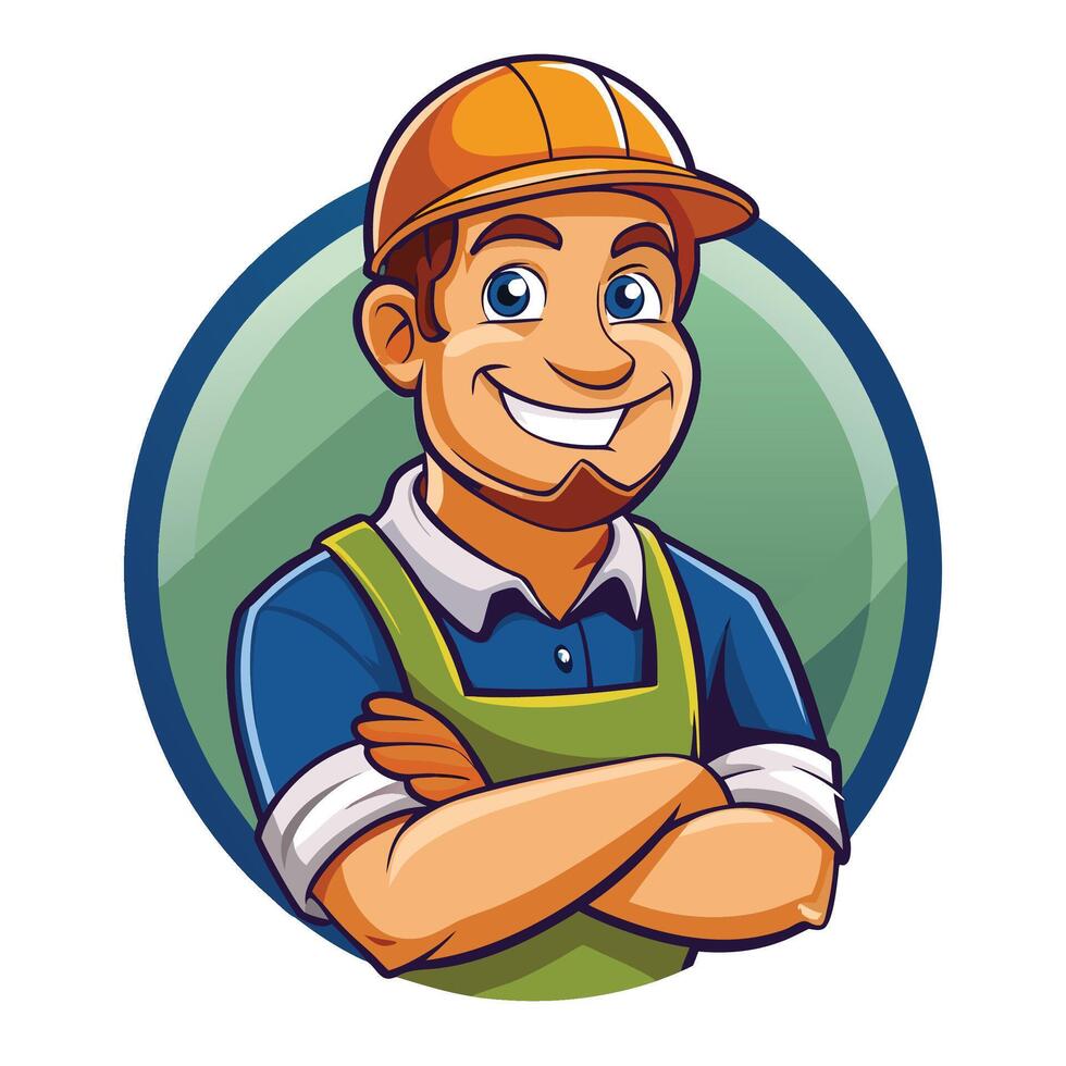 a cartoon man in an apron and hat vector