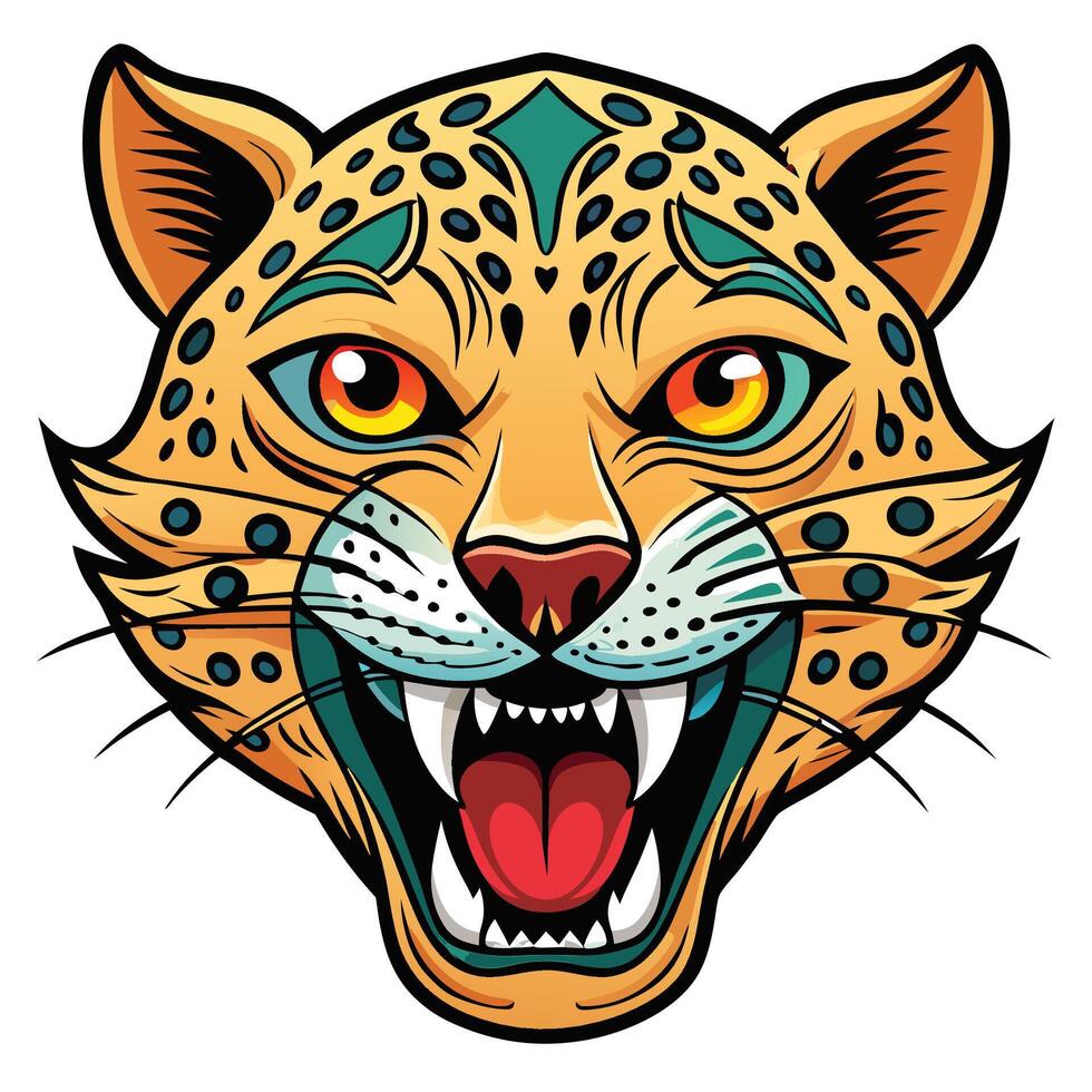 a jaguar head with its mouth open vector