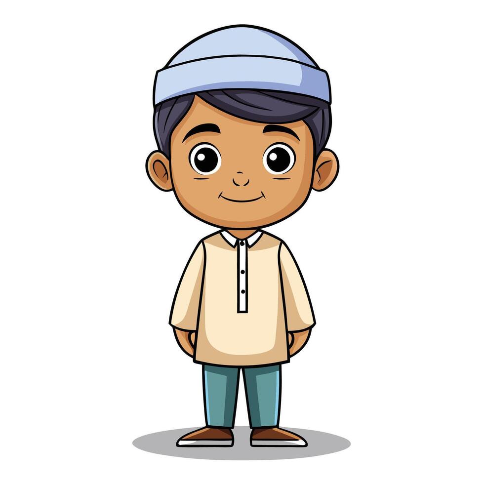 cartoon boy wearing a turban and hat vector