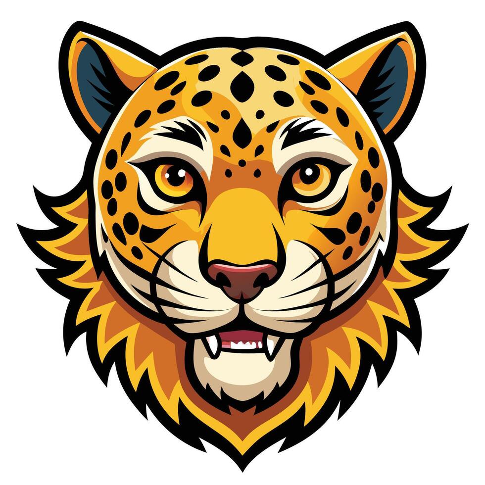 the head of a jaguar is shown on a white background vector