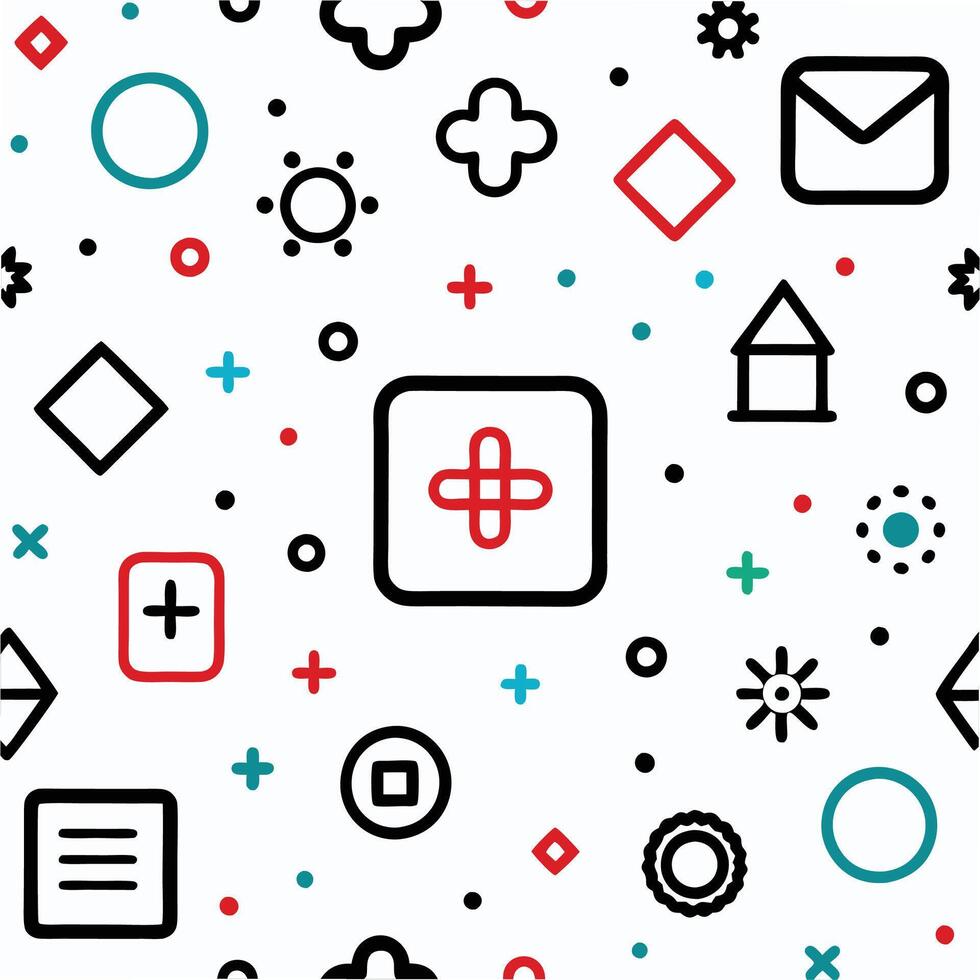 a seamless pattern with icons and symbols vector