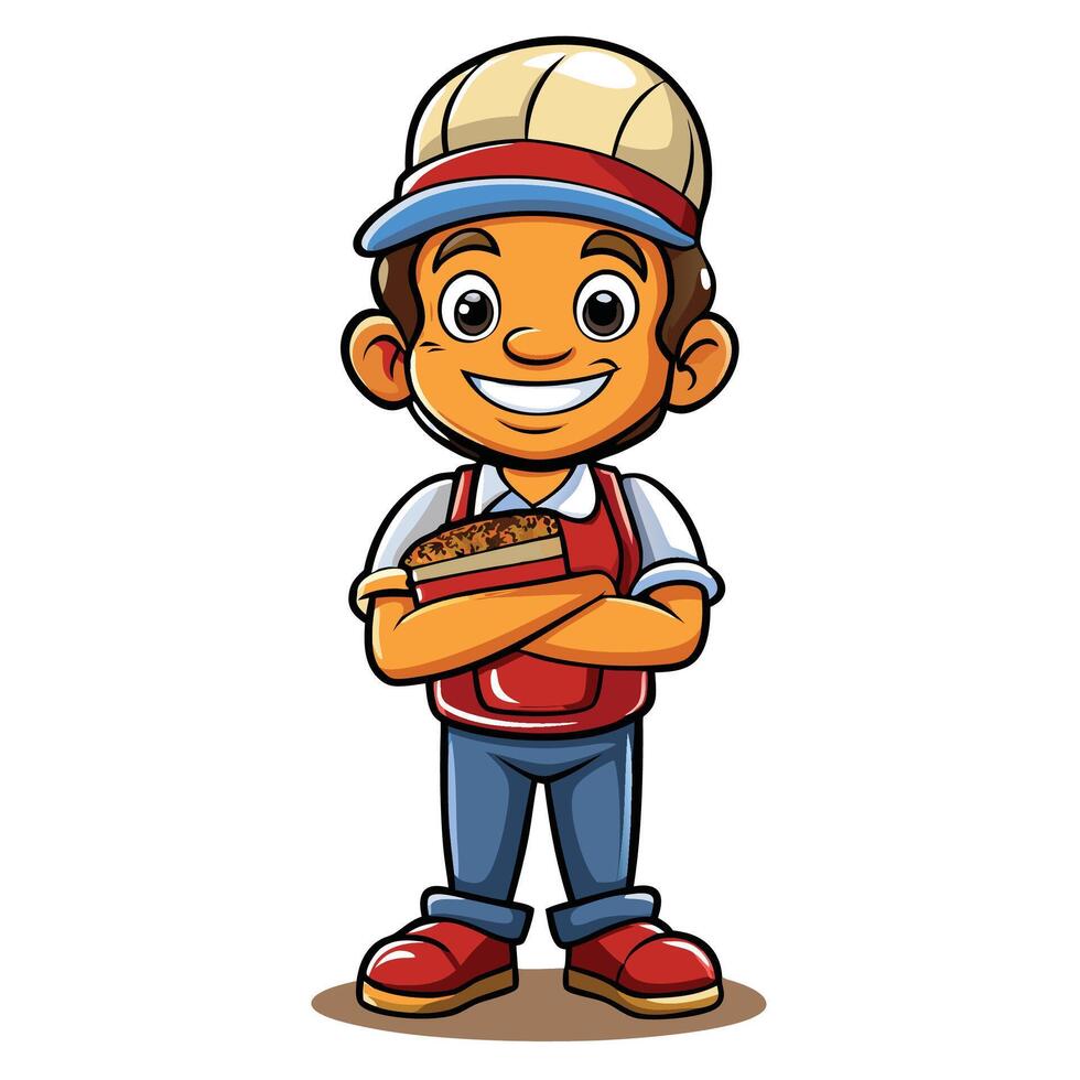 a cartoon boy holding a sandwich vector