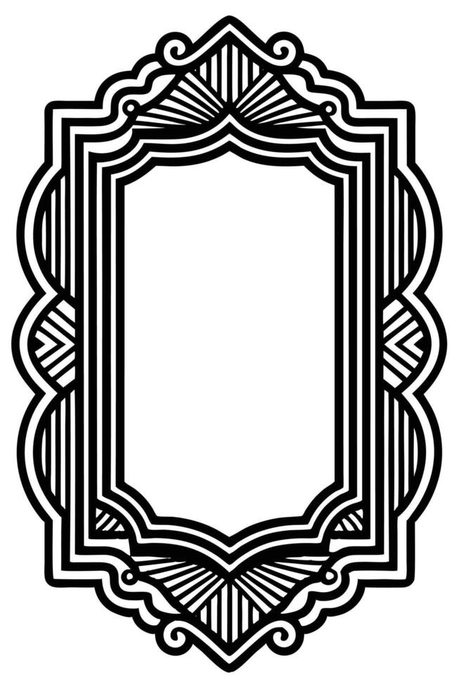 a black and white drawing of a frame with a decorative border vector
