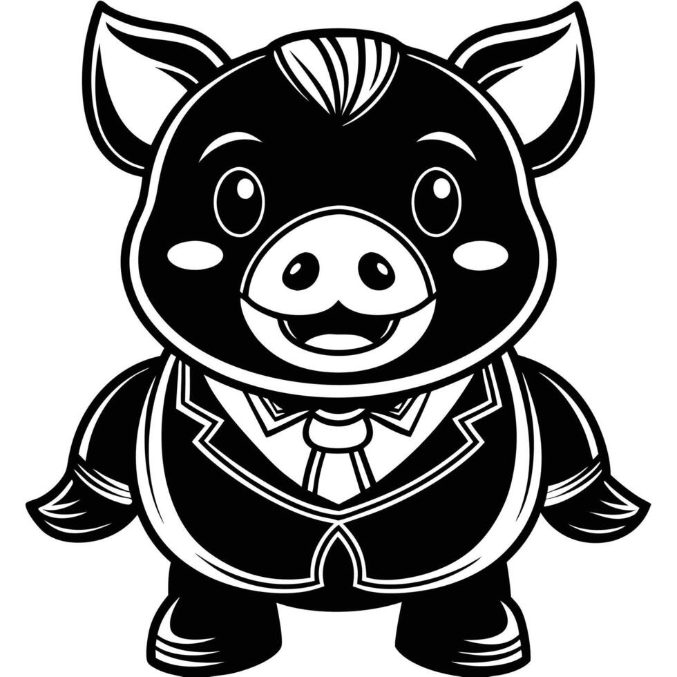 a cartoon pig wearing a suit and tie vector