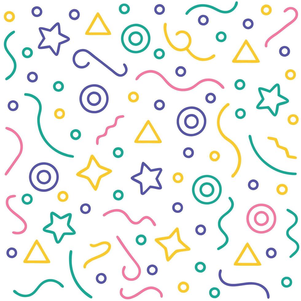 a colorful pattern with stars, triangles and other shapes vector