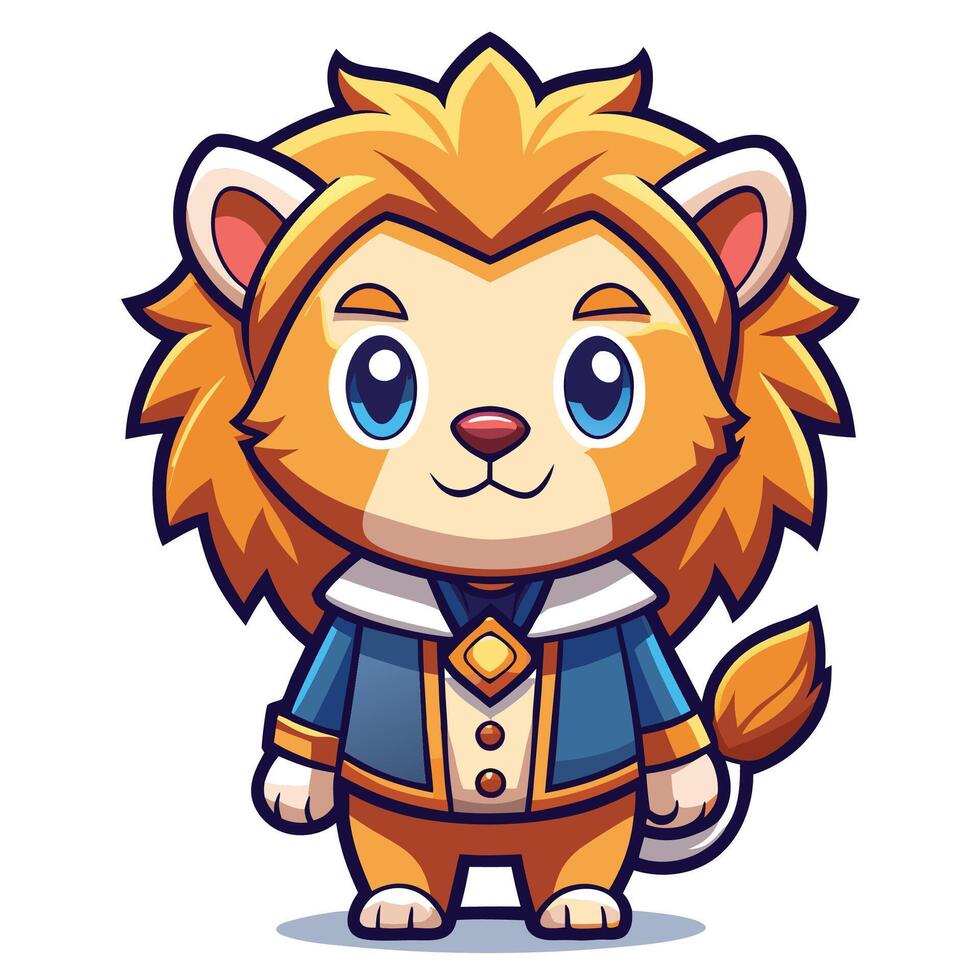 a cartoon lion in a blue suit vector