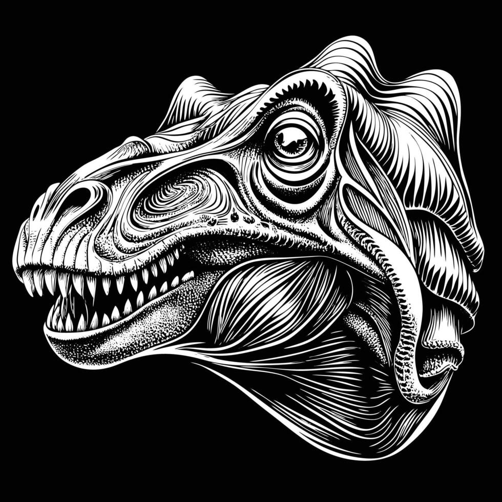 a dinosaur head with a large mouth and teeth vector