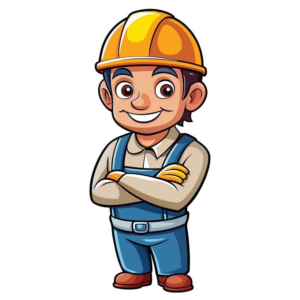 cartoon construction worker with a smile vector