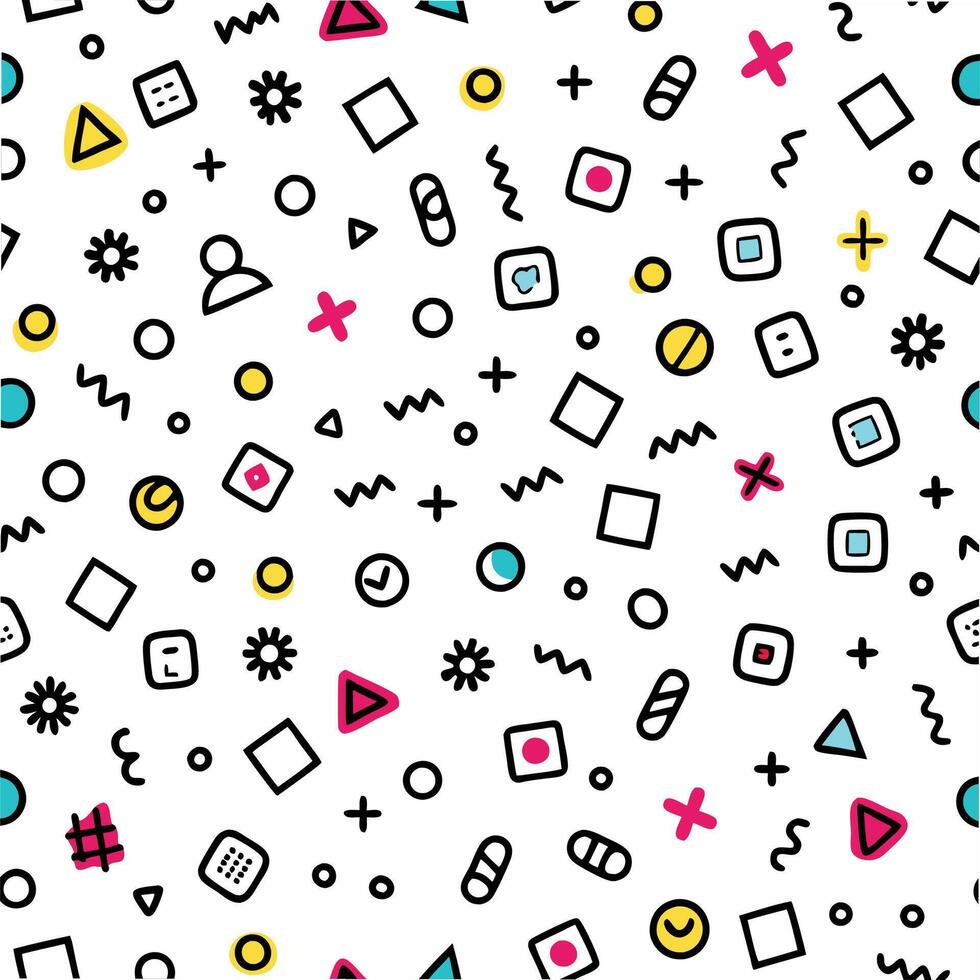 seamless pattern with geometric shapes and symbols vector