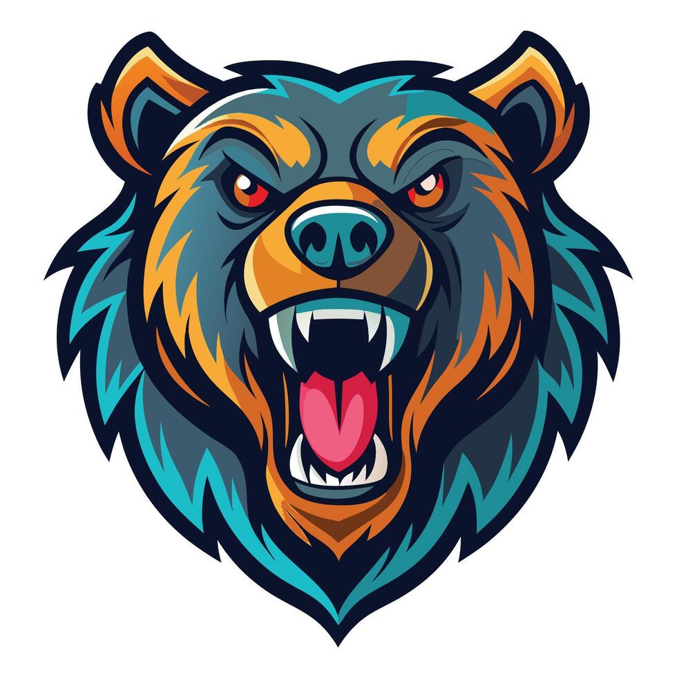 the head of a bear with its mouth open vector