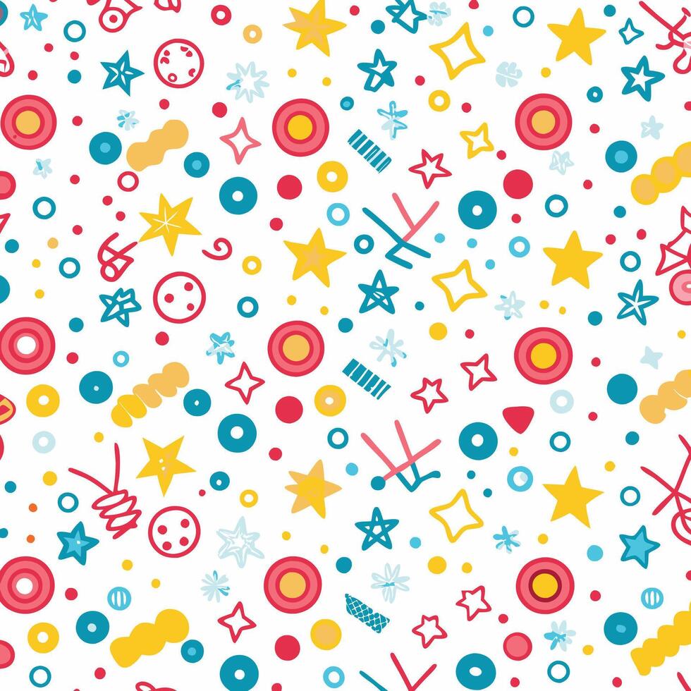 a colorful pattern with stars and other objects vector