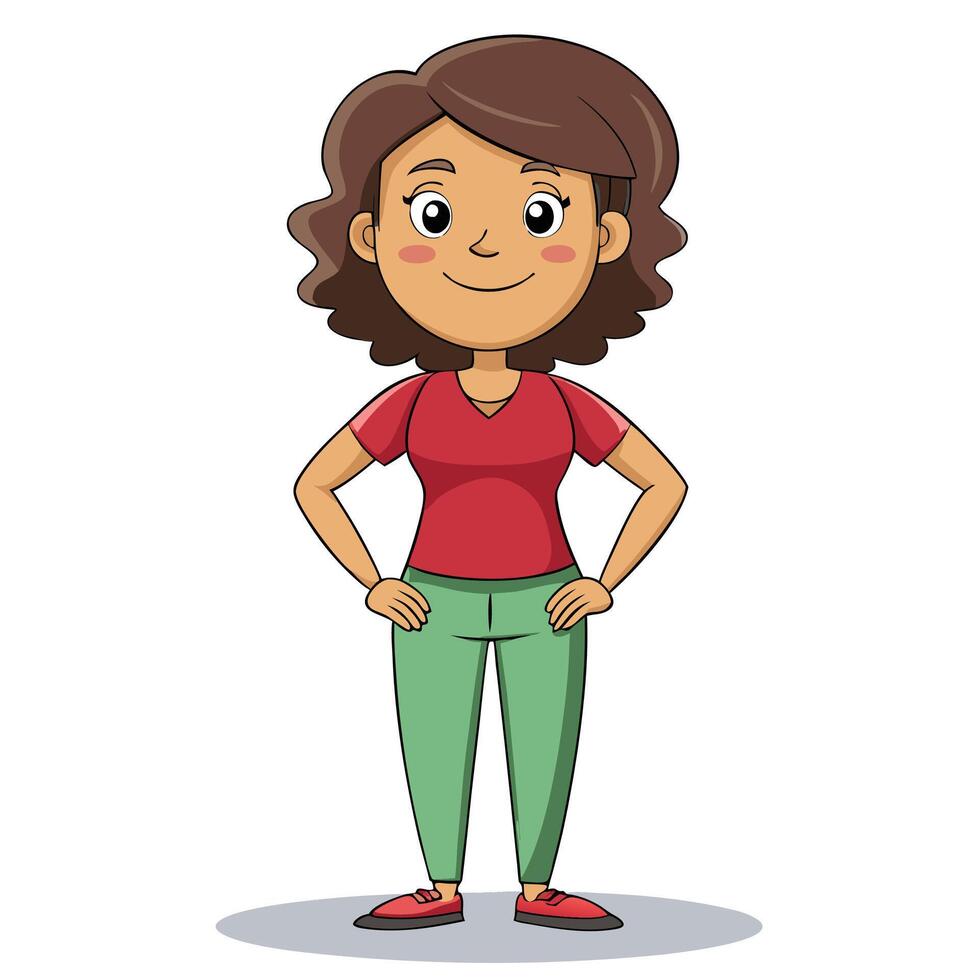 cartoon woman standing with hands on hips vector
