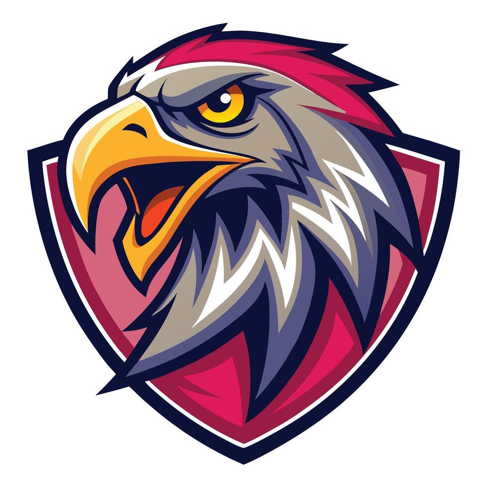 an eagle mascot head on a shield vector