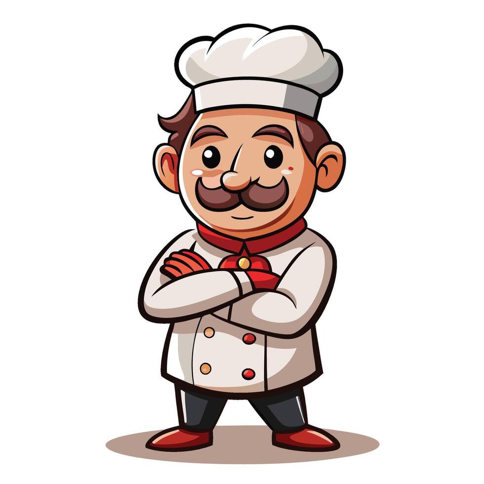 cartoon chef with mustache and mustache vector