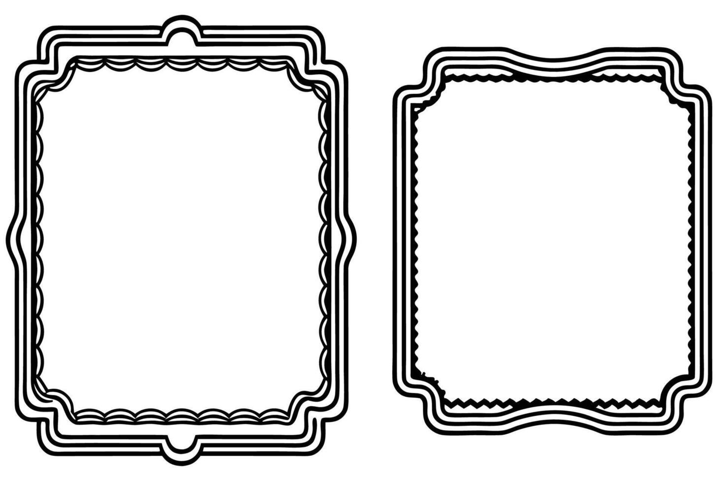 two black and white frames with a border vector