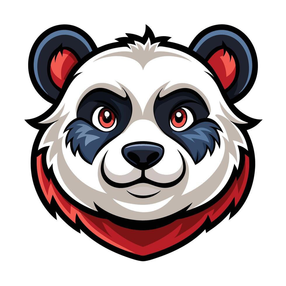 a panda bear head with red and white stripes vector