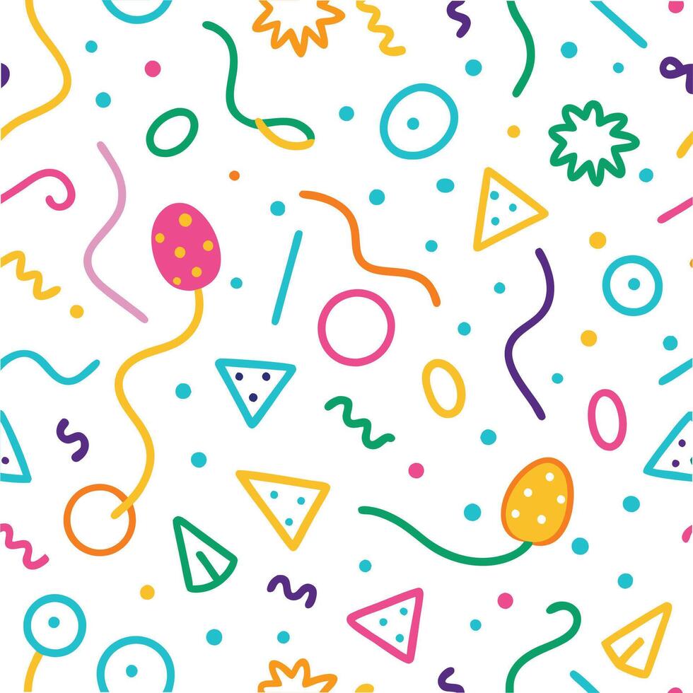 seamless pattern with colorful party confetti and balloons vector
